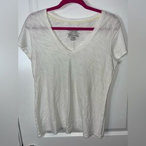 Patagonia Women’s White V-Neck Mesh Short Sleeve Basic Casual T-Shirt Size Large